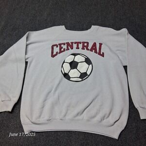 VTG Hanes Central Soccer Graphic Print Sweatshirt Adult Size XL‎ Gray